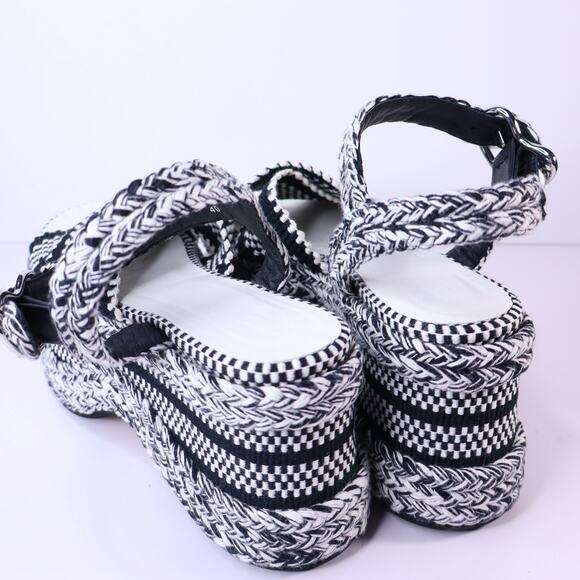 AMAMBAIH Free People Carmen Flatform Sandals Ivory Black Crisscross Women's 40 - Picture 7 of 12